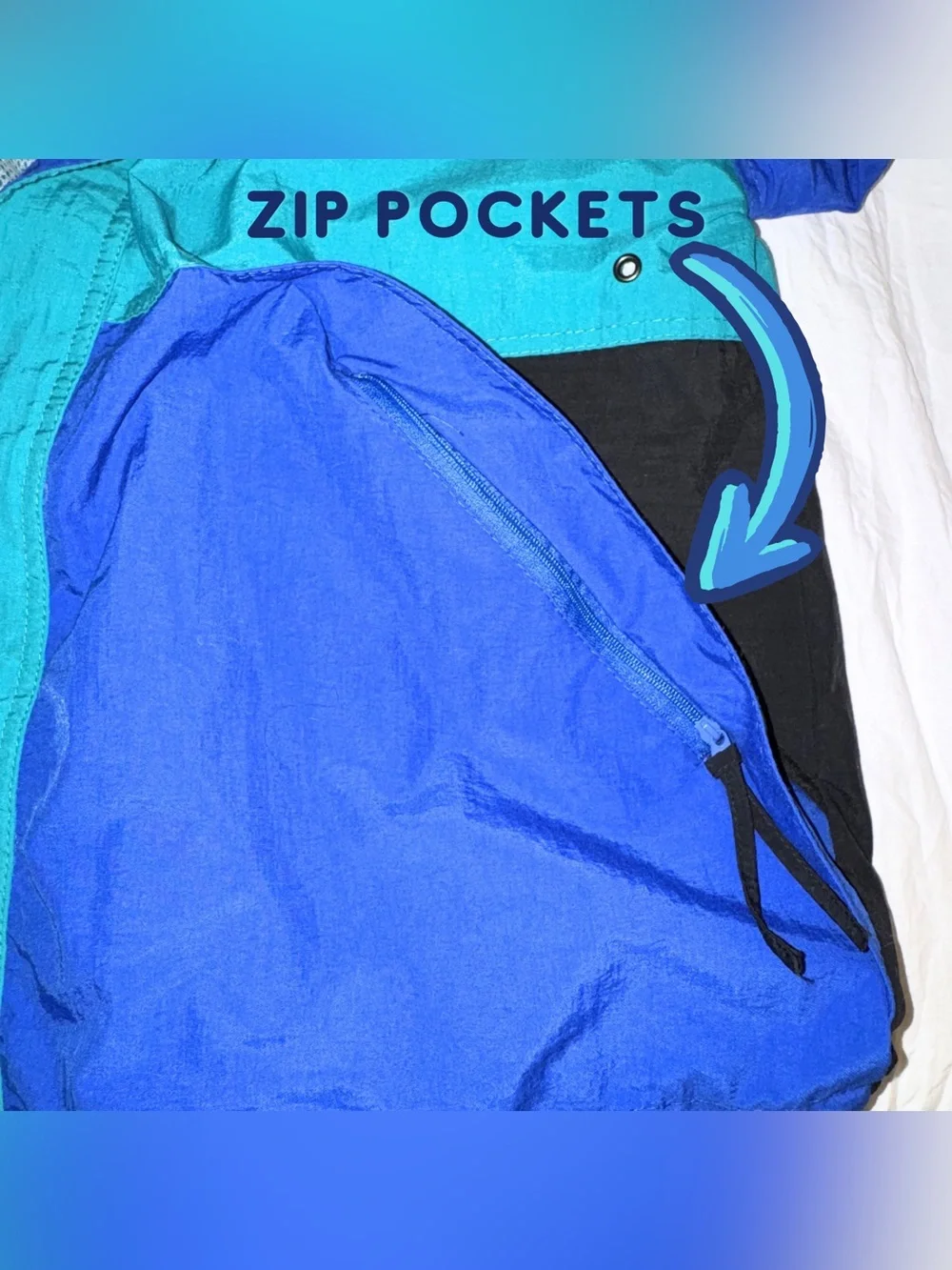 Field & Stream‎ Colorblock Windbreaker Jacket - Teal & Royal Blue Size Medium